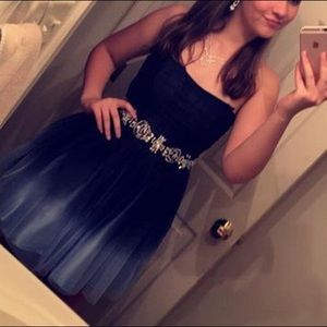Light and blue ombré homecoming/prom dress